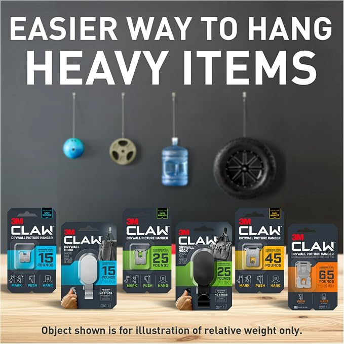 3M CLAW 15 lb. 2 Drywall Black Hooks & 2 Extra Picture Hangers, Heavyweight - Image 12