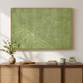 Framed Green Abstract Botanical Wall Art, Modern Minimalist Sage Green Canvas by Cuspin