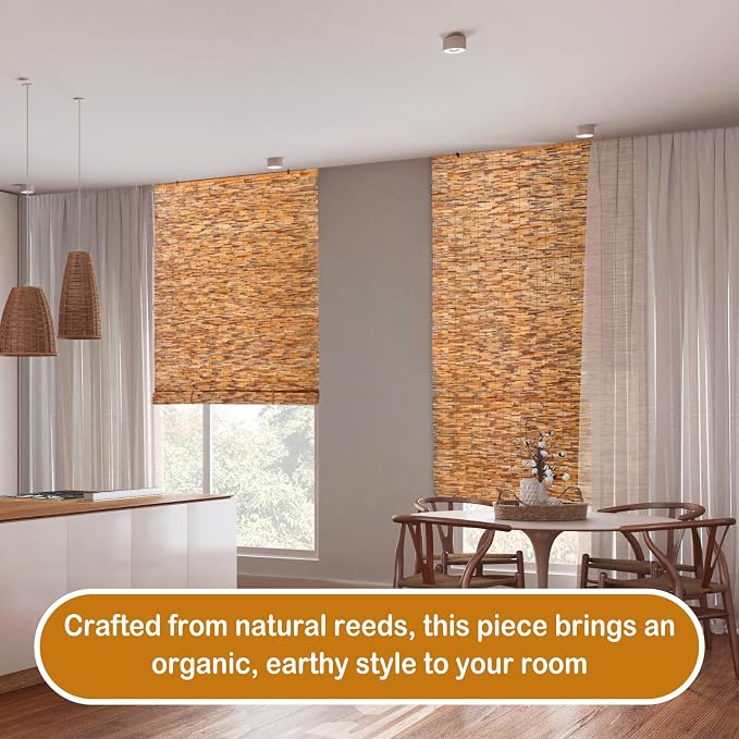 DoubleFill 4 Pcs Bamboo Shades Outdoor Reed Roll Up Blinds 48" W x 72" H - Image 5