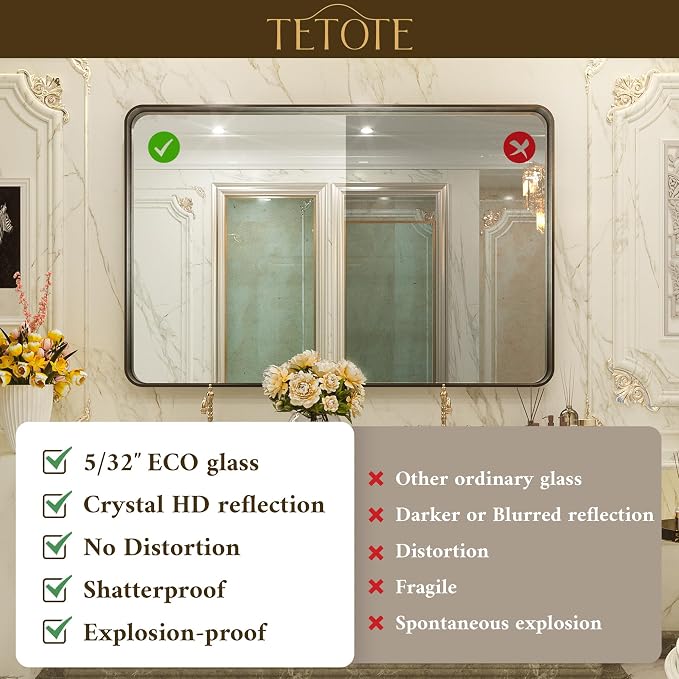 TETOTE 40 x 30 Inch Bathroom Mirror - Image 3