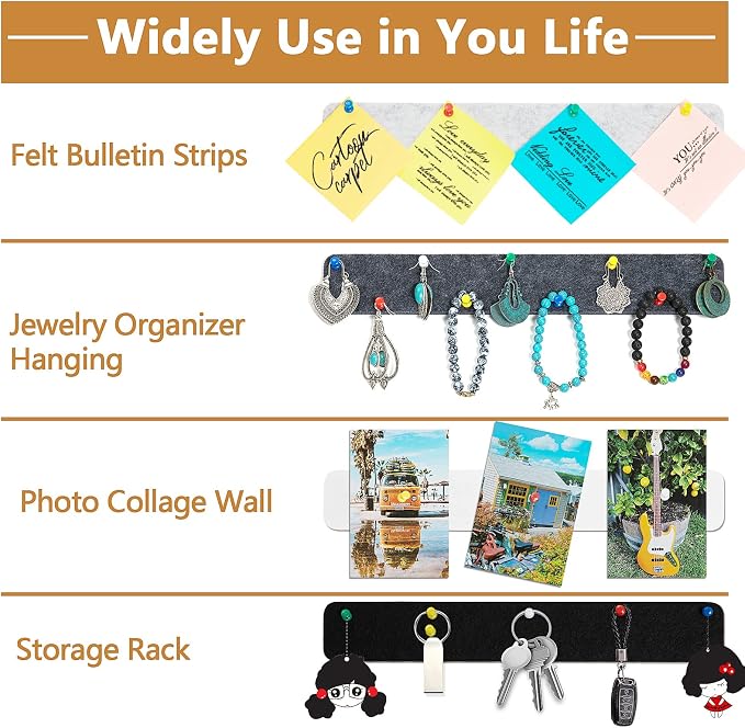 8 Packs Felt Pin Board Bar Strips Bulletin Board - Image 3