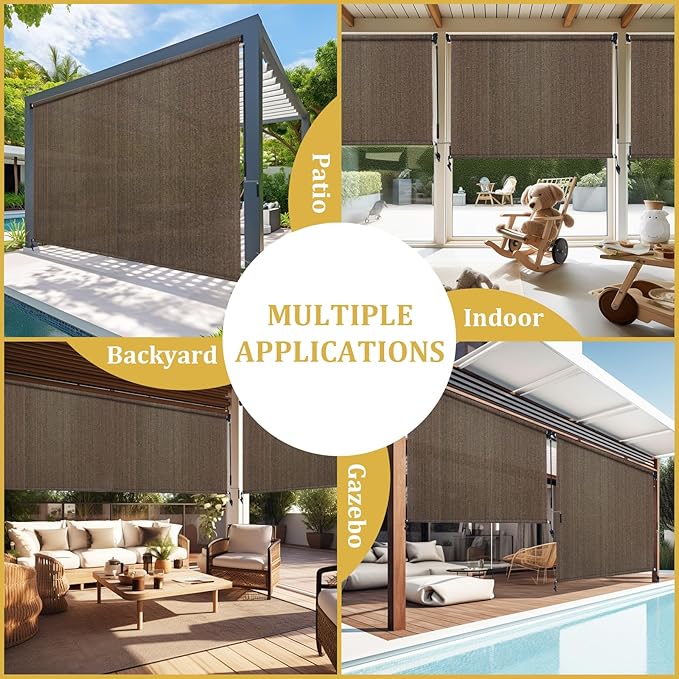 Shade&Beyond Custom Size Outdoor Roller Shades Cordless Patio Roll Up Blinds - Image 9