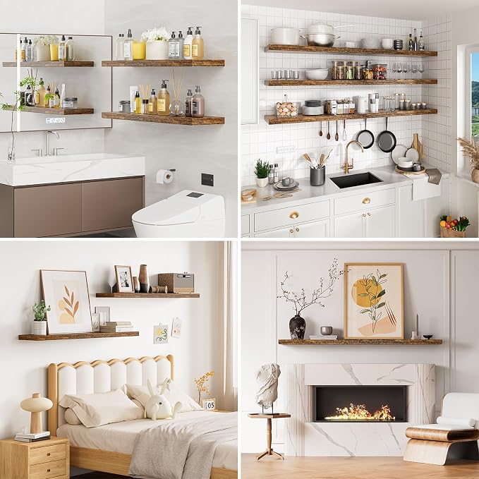 Floating Shelves for Wall 36 Inches Long, 9.3" Deep Rustic Brown Floating Shelf - Image 7