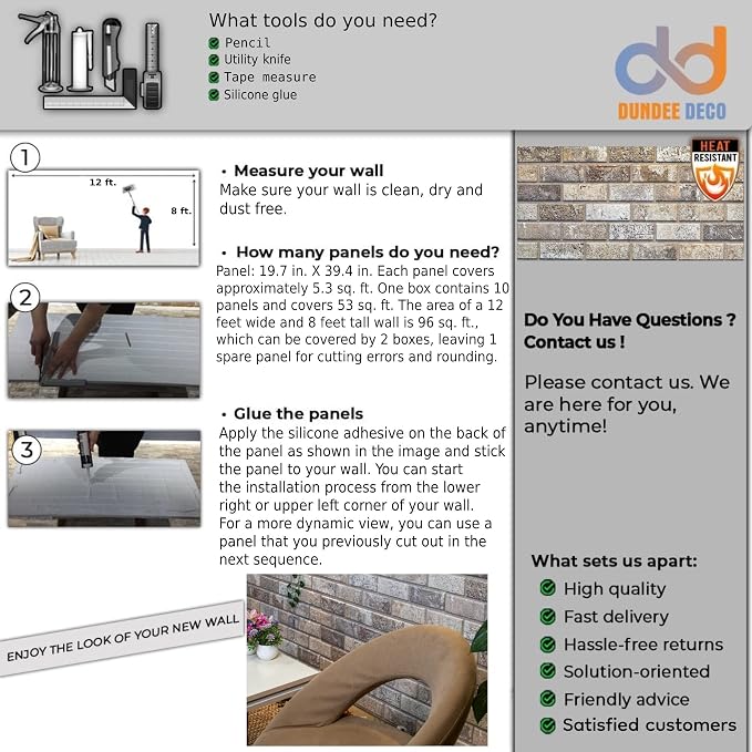Dundee Deco 3D Wall Panels Faux Brick - Image 8