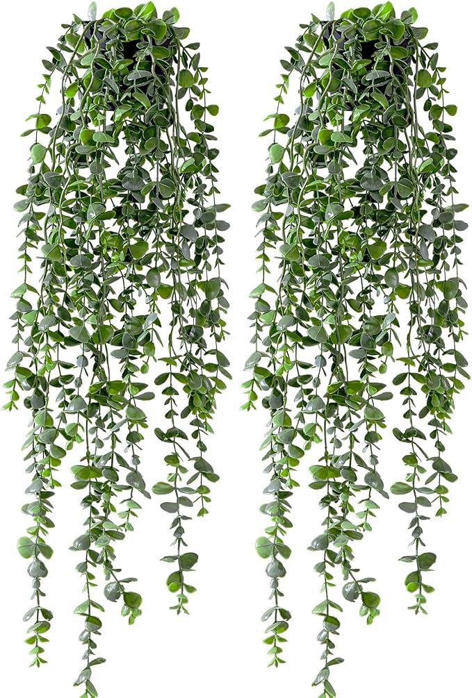 Artificial Hanging Plant 2 Pcs Faux Plant Ivy Vine Faux Eucalyptus Vines Fake - Image 7