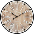 24 Inch Large Farmhouse Wall Clock, Rustic Wooden Wall Clock Decorative by MACVAD