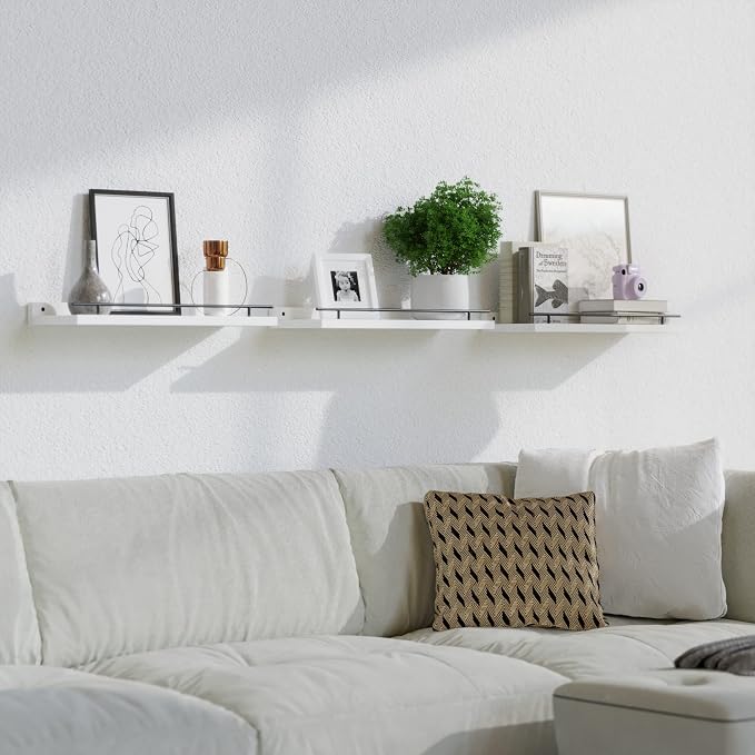 WOPITUES Floating Shelves with Black Metal Guardrail, Shelves - Image 6
