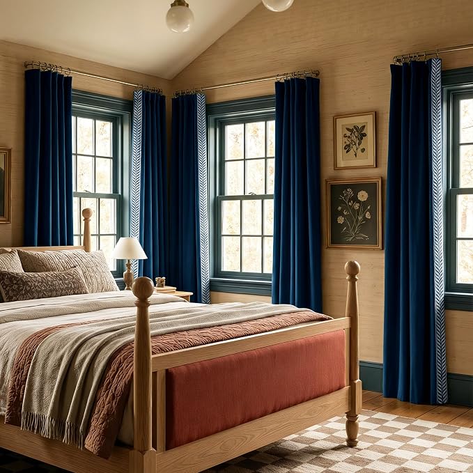 NICETOWN Rod Pocket Embroidered Trim Velvet Curtains, 2 Panels, Elegant Window - Image 4