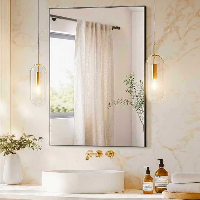 TRAHOME Bathroom Vanity Mirror for Wall, HD Shatterproof Glass, Hangs - Image 2