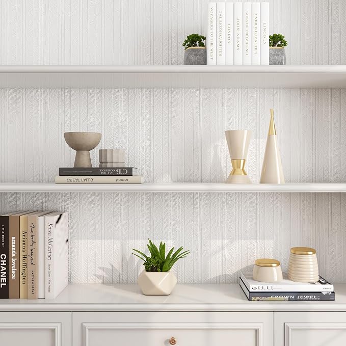 FunStick Off White Grasscloth Peel and Stick Wallpaper Textured Grass Cloth - Image 4