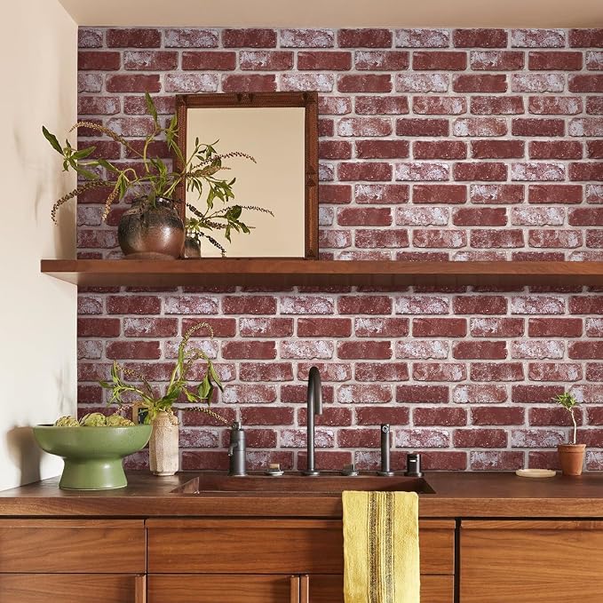 3D Faux Brick Wall Panels Peel and Stick, Small Brick-Look Textured Wall Sticker - Image 2