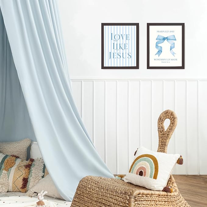 LARTSFRO Coquette Blue Bow Jesus Wall Art Decor Posters, Light Blue Bow Room - Image 5