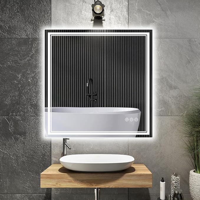Ratsamee 30x30 Inch LED Bathroom Mirror by RATSAMEE