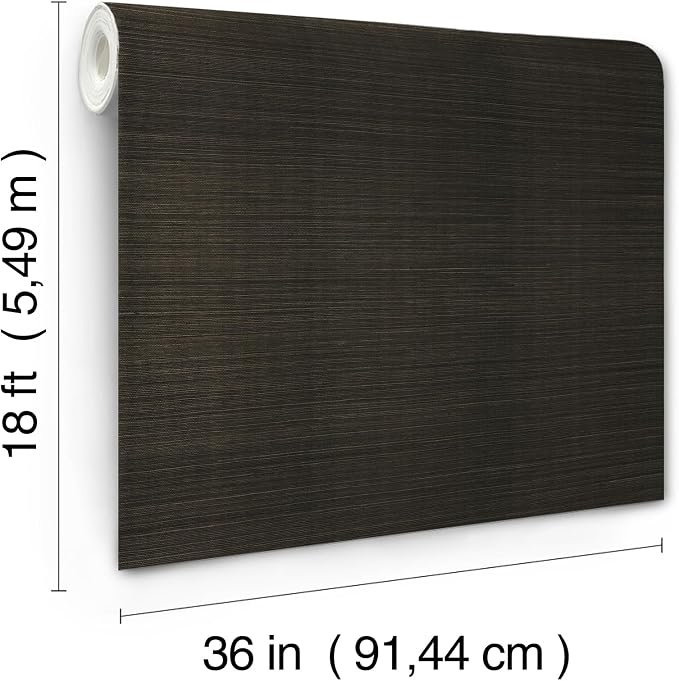 York Wallcoverings Natural Sisal Black Peel and Stick Grasscloth Wallpaper - Image 6