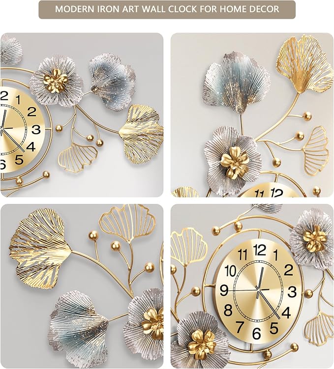 Clocks for Living Room, Large Wall Clock, 3D Silent Wall Clock, Retro Metal - Image 6