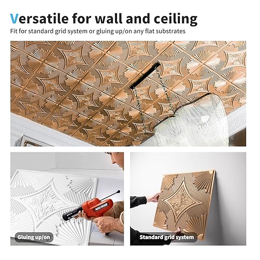 Art3d Drop Ceiling Tiles 24x24 in Bronze, 3D Wainscoting Panels Glue Up 2x2 - Image 7