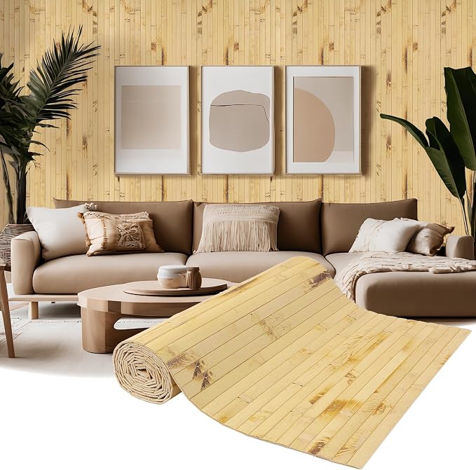 Natural Bamboo Wall Panel for Interior Wall Decor, Pole Wrap Wainscoting by EYAYEN