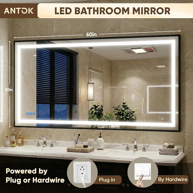 Antok 60X30 LED Bathroom Mirror - Image 3