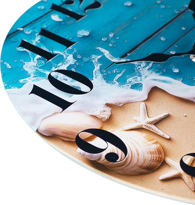 Large Indoor/Outdoor Clocks Waterproof, Glass Coastal Beach Decor Wall Clock - Image 6