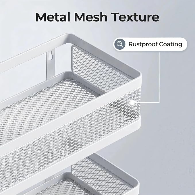 PUSDON Mesh Shower Caddy Wall Mount, Heavy Duty Adhesive Bathroom Shelf - Image 9