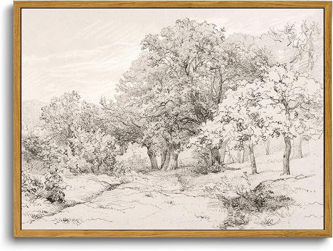 OIQArtOIQ Vintage Landscape Canvas Wall Art Framed Natural Scenery Painting by OIQArtOIQ