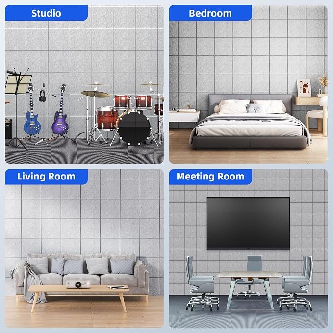 20 Pack Acoustic Panels with Self Adhesive, Soundproof Wall Panels, Square - Image 6