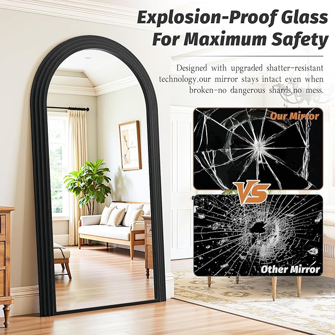 Antok Full Length Mirror 82"×44" Floor Mirror Standing Tall Mirror, Arched - Image 5