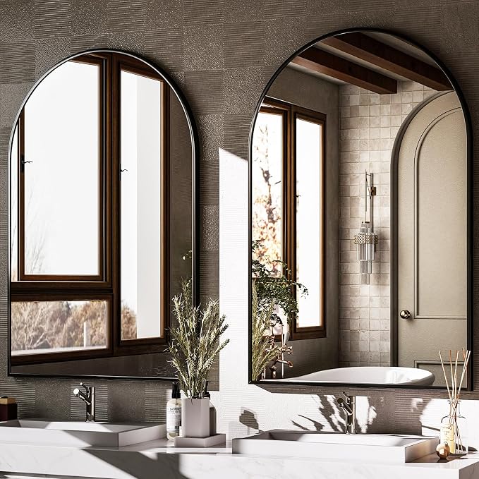 HARRITPURE Arched Wall Mirror – 26"x38" Arch Bathroom Mirror Metal Frame Vanity - Image 5