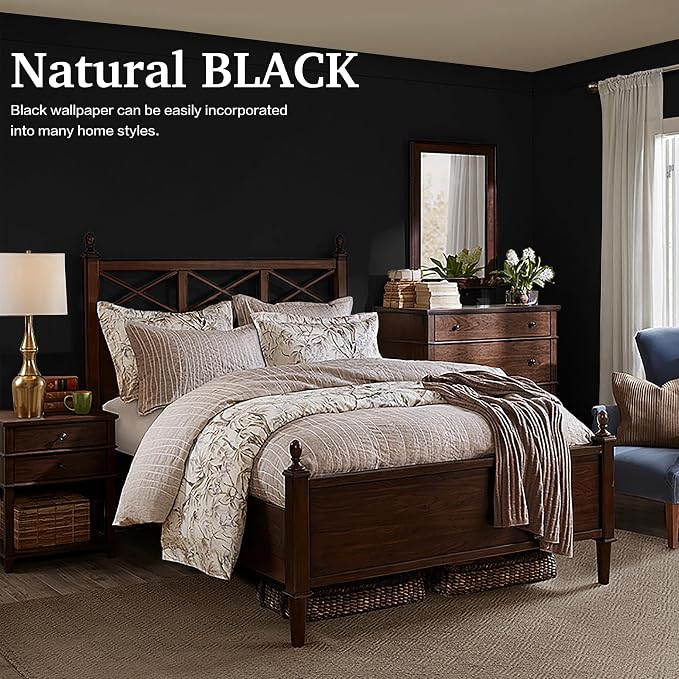 Dimoon 236''x17.7'' Black Peel and Stick Wallpaper Contact Paper Modern Self - Image 6