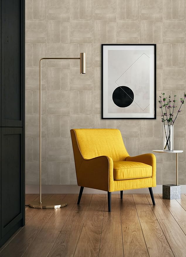 RoomMates Taupe Dimensional Square Plaster Peel and Stick Wallpaper, RMK12681PLW - Image 2