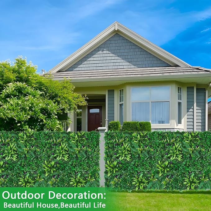 Yangrass 8pcs 20''x20'' Grass Wall Panels, Artificial Hedge Panels Greenery Wall - Image 7