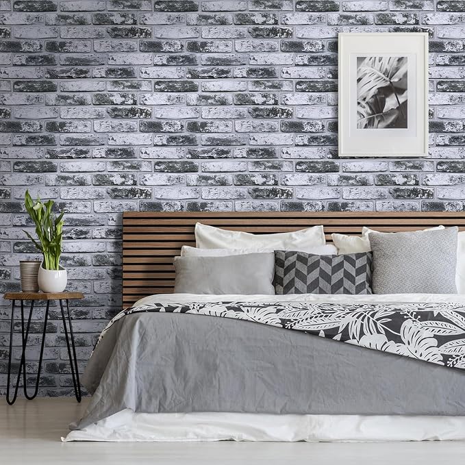 COMSTICKC 3D Gray Faux Brick Wall Panel, Peel and Stick Wall Covering, Not Real - Image 7