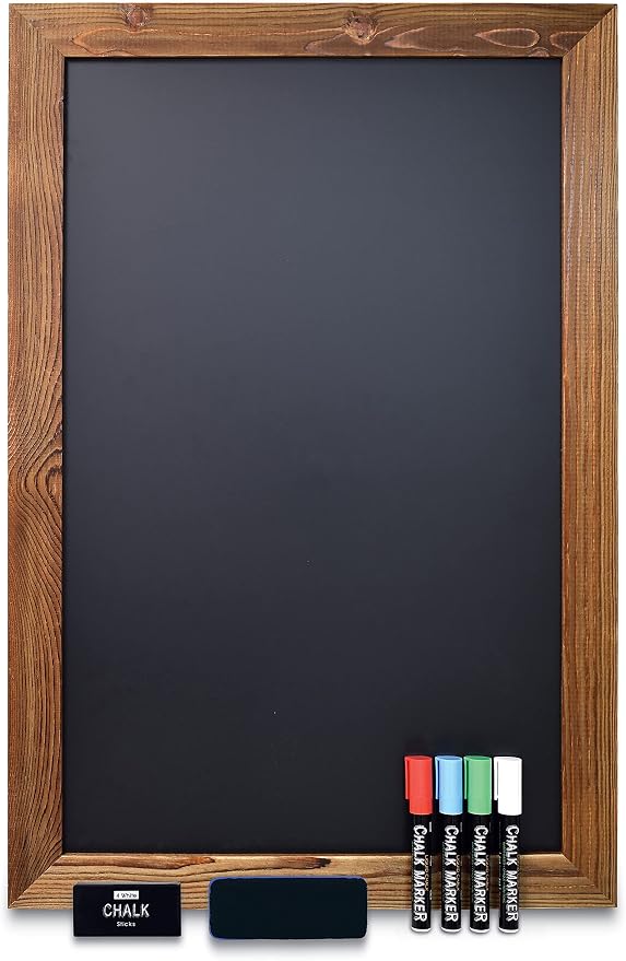Better Office Products Magnetic Chalkboard, 20x30 Rustic Wood Frame Chalkboard by BetterOfficeProducts