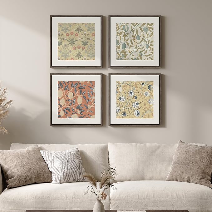 Framed William Morris Wall Art Set of 4, Vintage Botanical Floral Fruit Pattern - Image 4