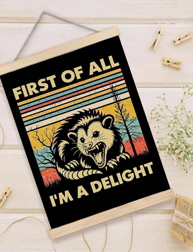 Foritho First of All I'm a Delight Sarcastic Angry Opossum Poster Wall Art - Image 5