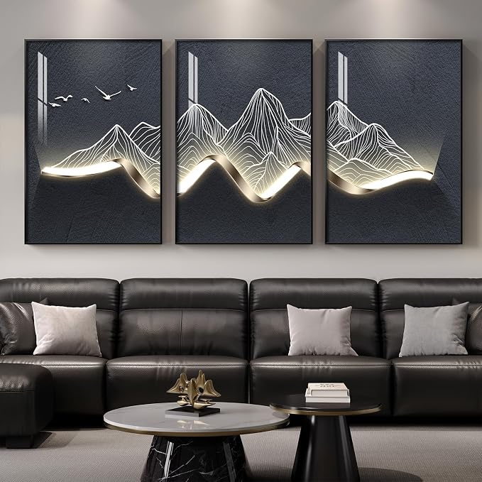 Large Framed Modern Abstract Mountain Wall Art - Image 2