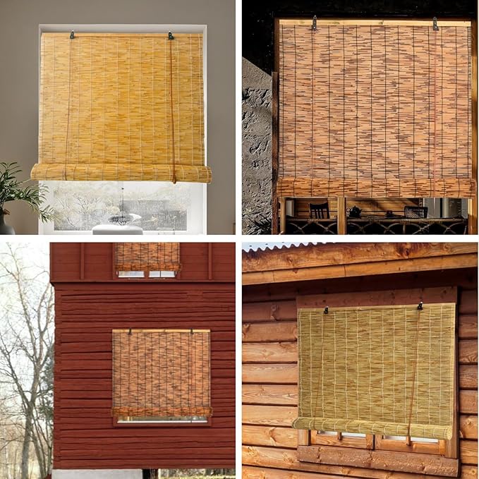 Outdoor Reed Roller Blinds, Retro Bamboo Roller Blinds, Anti-UV and Waterproof - Image 5
