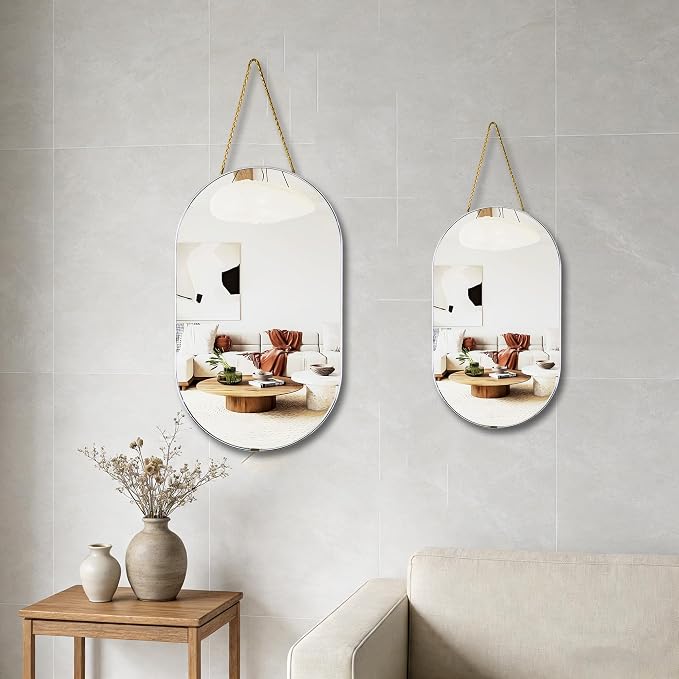 Oval Mirror with Lanyard, High Definition Bathroom Mirror - Image 5