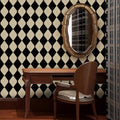 Simon&Siff Retro Checkered Peel and Stick Wallpaper Black and White Cream by SimonSiff