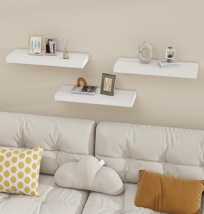 Vervida White Floating Shelves for Wall 24" W x 7.9" D x 1.5" H, Modern Style - Image 4