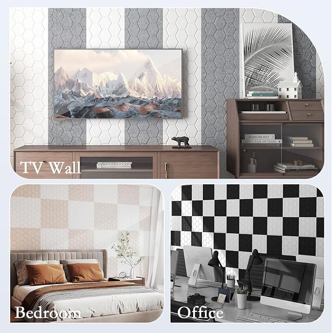 12Pack Acoustic Wall Panels, Honeycomb Self-Adhesive Sound Proof Foam Panels - Image 8