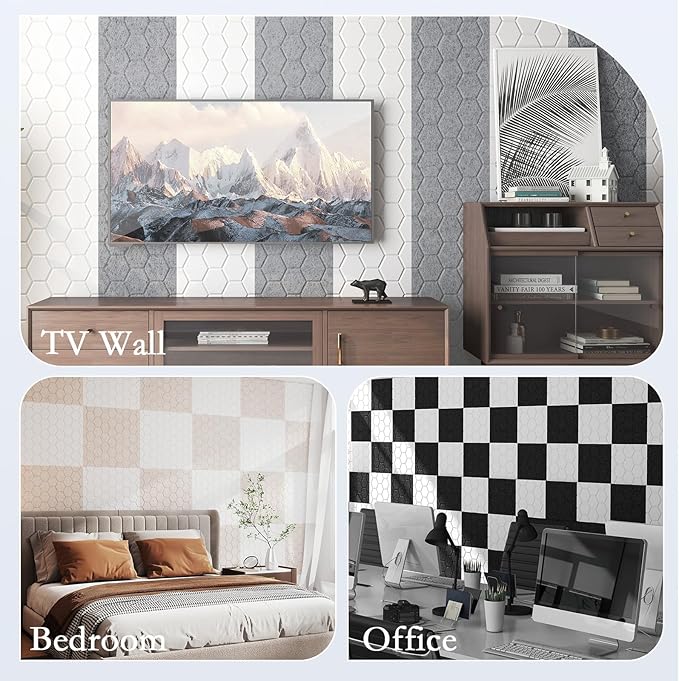 12Pack Acoustic Wall Panels, Honeycomb Self-Adhesive Sound Proof Foam Panels - Image 8