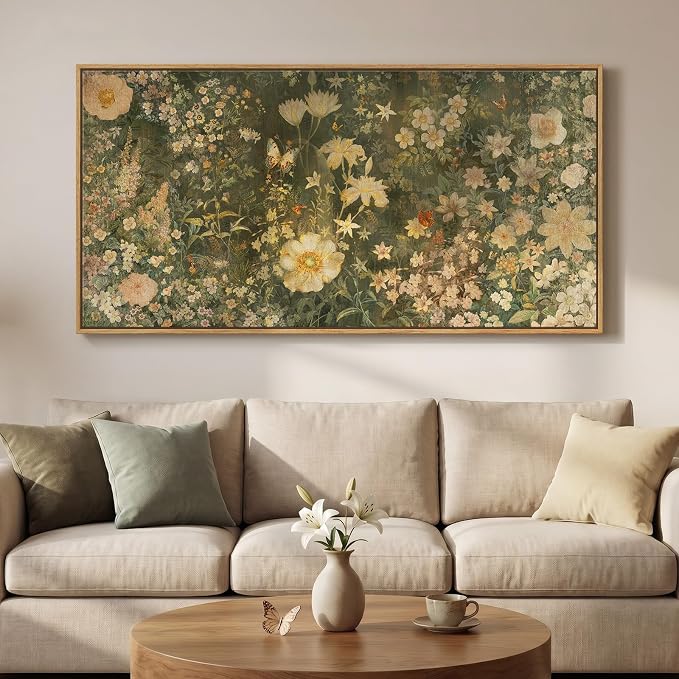 Large Framed Vintage Botanical Wall Art by Cuspin