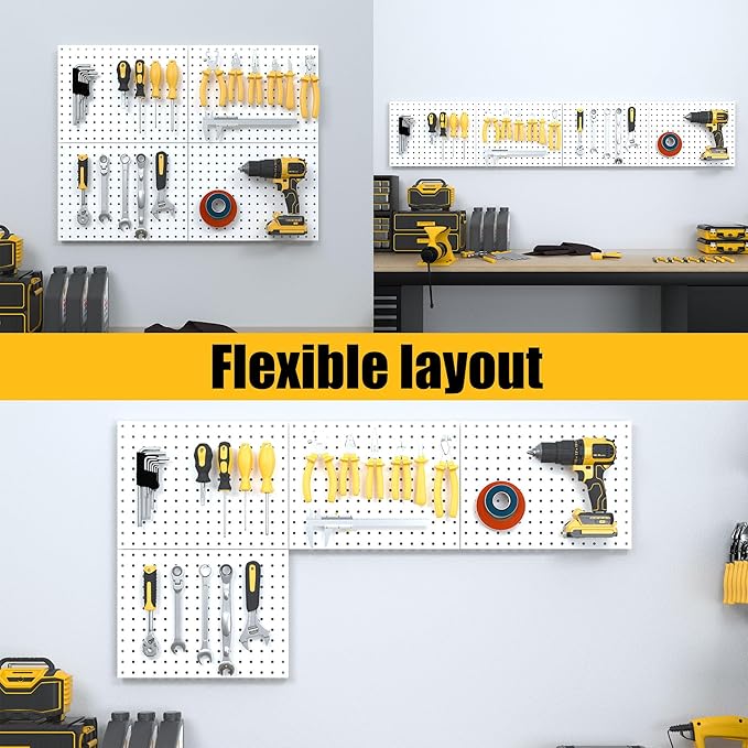 Spampur Peg Board, 4 Pack Metal Pegboard Panels - Image 5