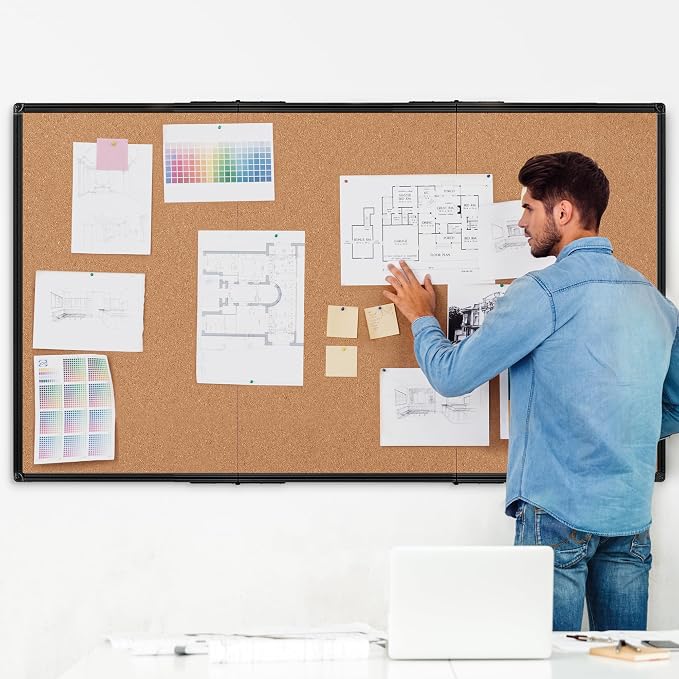 Extra Large Cork Bulletin Board 96" X 48", Foldable Notice Pin Board - Image 2