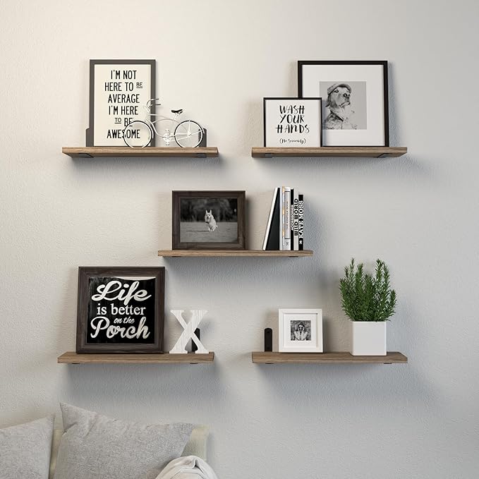 DOLLFIO Floating Shelves, 5 Sets Wall Shelves, Wood Floating Shelves - Image 6