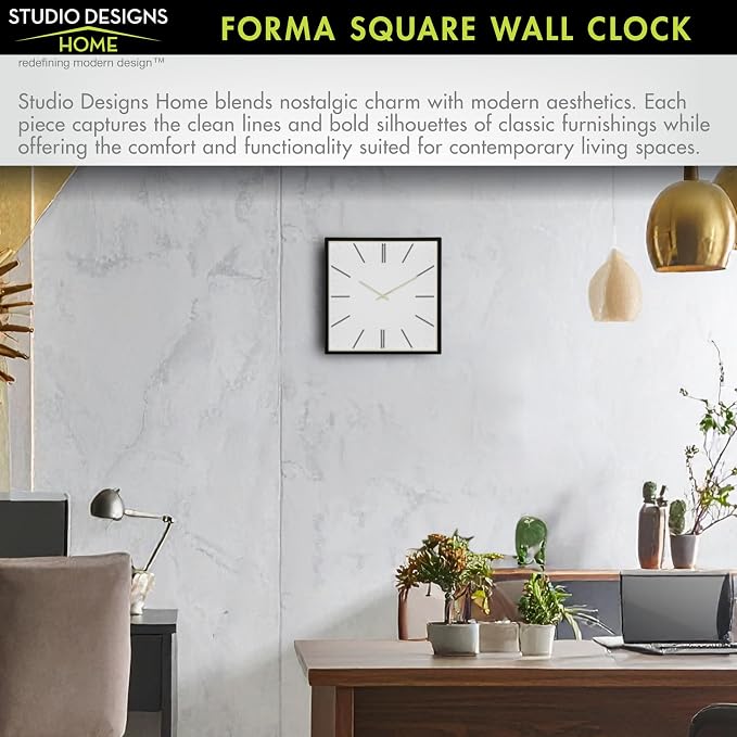 Forma Square Modern Wall Clock, Quartz Movement, Glass Face, Contemporary - Image 7