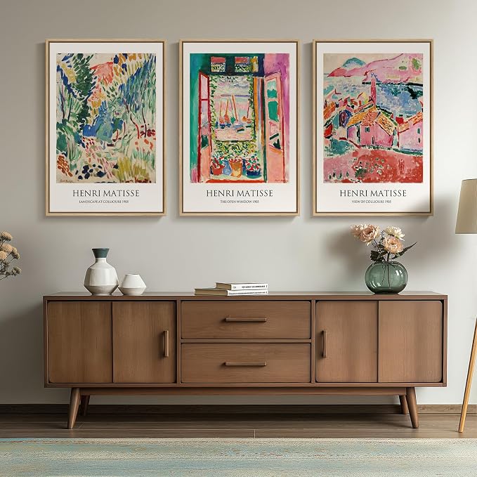 Large Framed Matisse Wall Art for Living room, 3 Piece Colorful Abstract Canvas - Image 4