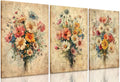 KISSFOX Framed Colorful Wildflower Canvas Wall Art Set Of 3 Flowers Pictures by KISSFOX
