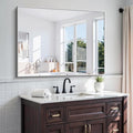 KOCUUY Silver Bathroom Mirror, HD Tempered Glass, Anti-Rust Brushed Silver Frame by KOCUUY
